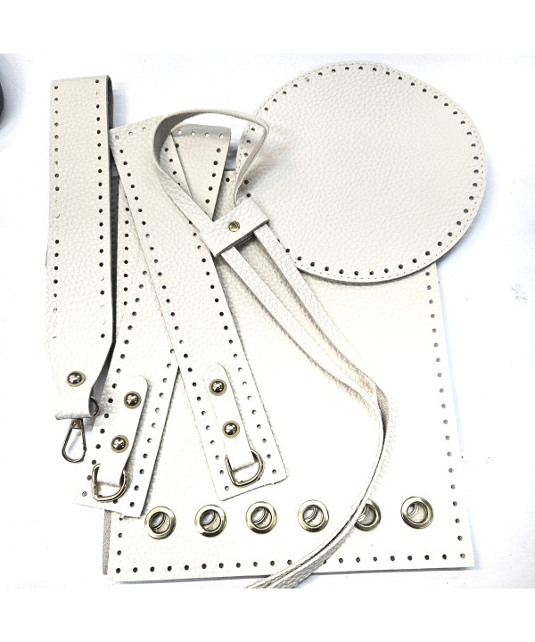 PARÇA DERİLİ KOVA ÇANTA SETİ (ALAÇATI MODEL) KREM