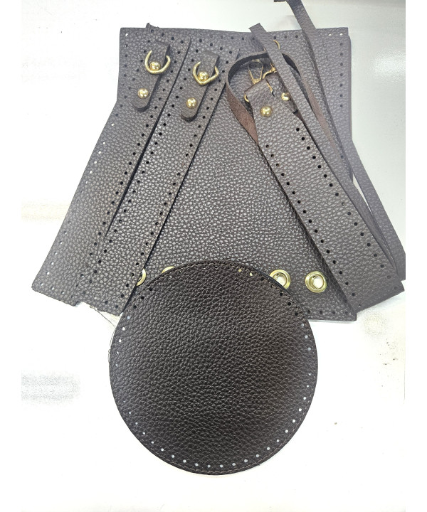 PARÇA DERİLİ KOVA ÇANTA SETİ (ALAÇATI MODEL) KAHVE