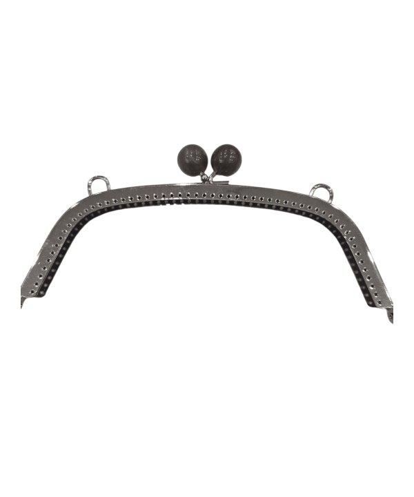 METAL ÇANTA KLİPSİ 22 CM NİKEL KAHVE BONCUKLU