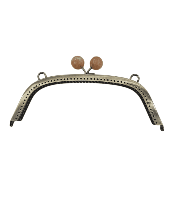 METAL ÇANTA KLİPSİ 22 CM ANTİK BAL RENGİ BONCUKLU