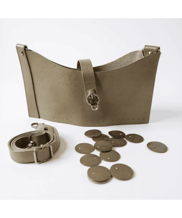 DERİ PULLU ÇANTA SETİ GOLD