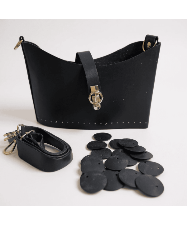 DERİ PULLU ÇANTA SETİ LACİVERT