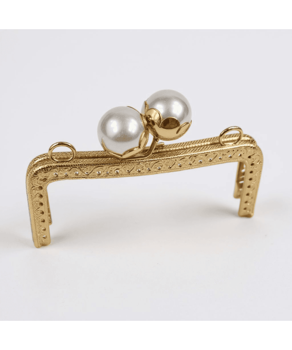 METAL ÇANTA KLİPSİ İNCİLİ 16 CM GOLD