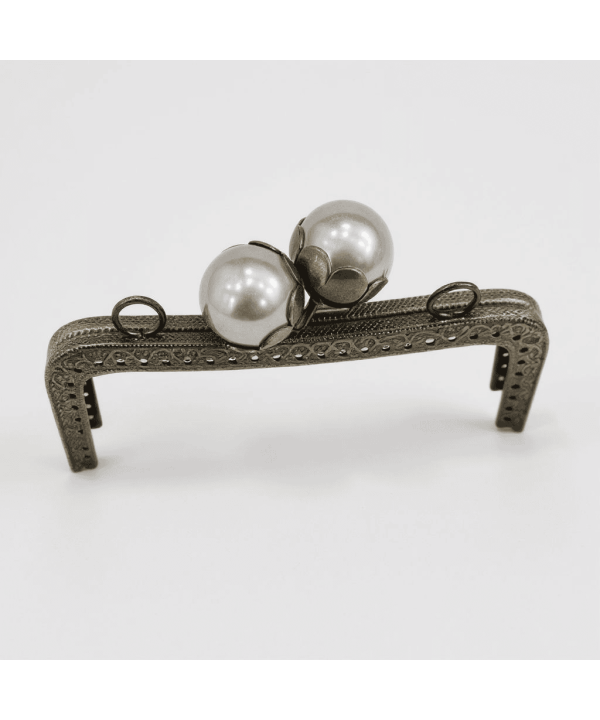 METAL ÇANTA KLİPSİ İNCİLİ 16 CM ANTİK