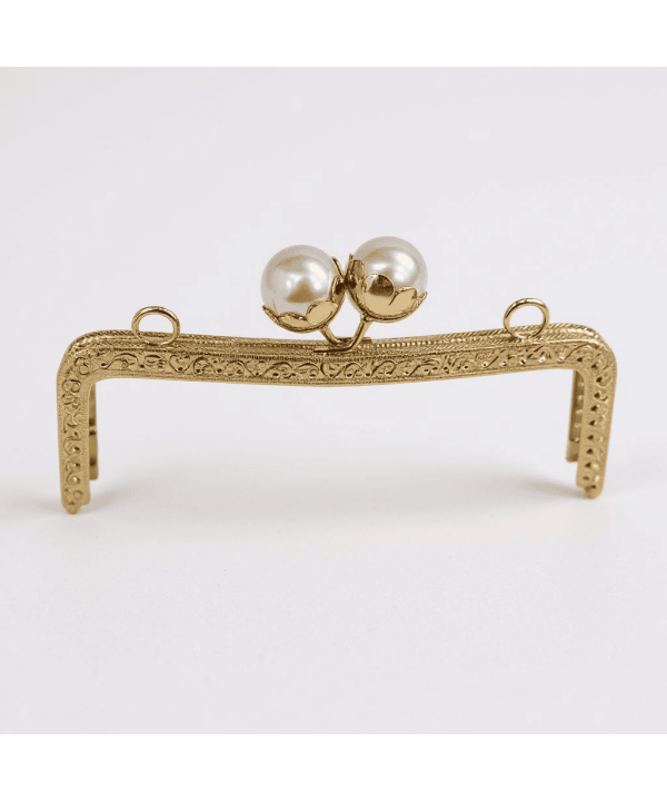 METAL ÇANTA KLİPSİ İNCİLİ 20 CM GOLD