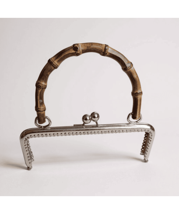 METAL ÇANTA KLİPSİ BAMBU SAPLI 20 CM NİKEL