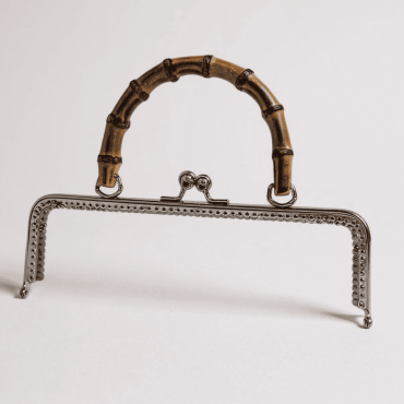 METAL ÇANTA KLİPSİ BAMBU SAPLI 25 CM NİKEL METAL ÇANTA KLİPSİ B...