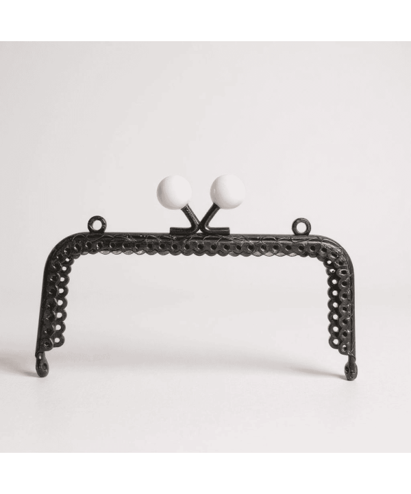 METAL CÜZDAN KLİPSİ 12.5 CM SİYAH BEYAZ BONCUKLU