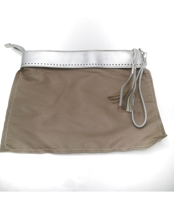 ASTARLI CLUTCH ÇANTA GÜMÜŞ BÜYÜK BOY
