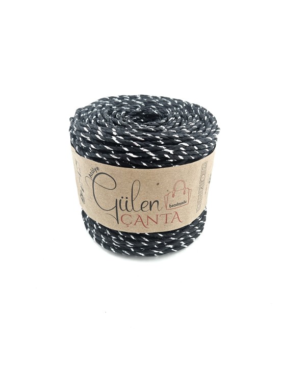 JUMBO KAĞIT İP SİYAH GÜMÜŞ SİMLİ  (500 GR )