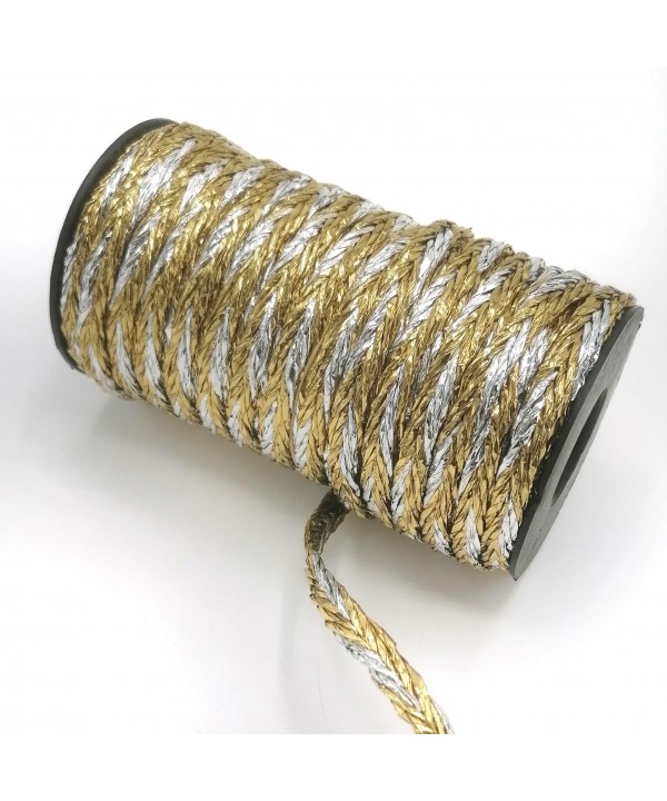 METALİK BÜKÜMLÜ HASIR ÖRGÜ GOLD  GÜMÜŞ EBRULİ (25 METRELİK BOBİN)